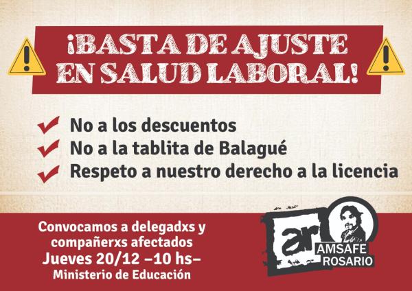 Basta de ajuste en salud laboral