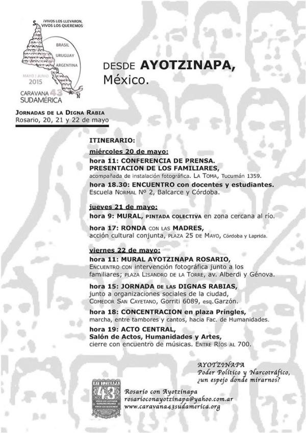 Desde México llegan a Rosario familiares y compañeros de los normalistas desaparecidos