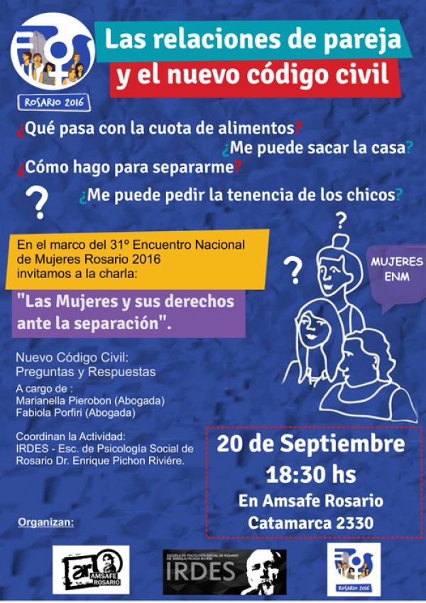 Invitamos a la charla "Las relaciones de pareja y el nuevo código civil"