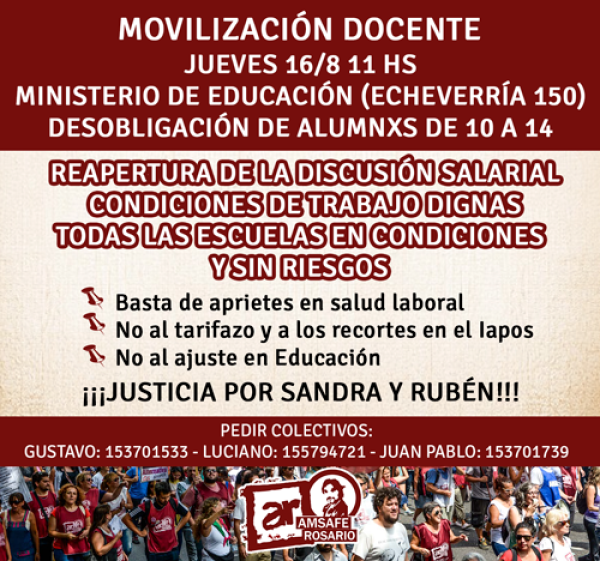 Movilización docente al Ministerio de Educación