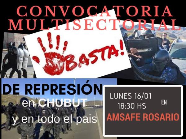 Convocatoria a reunión multisectorial por la represión en Chubut