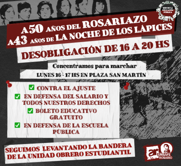 A 50 años del Rosariazo y a 43 años de La Noche de los Lápices