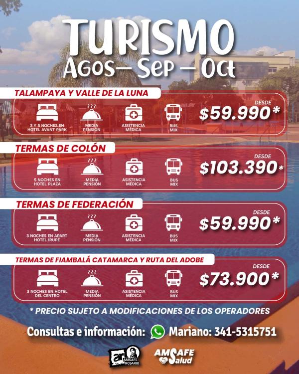 Turismo Agos/Sep/Oct con Amsafe