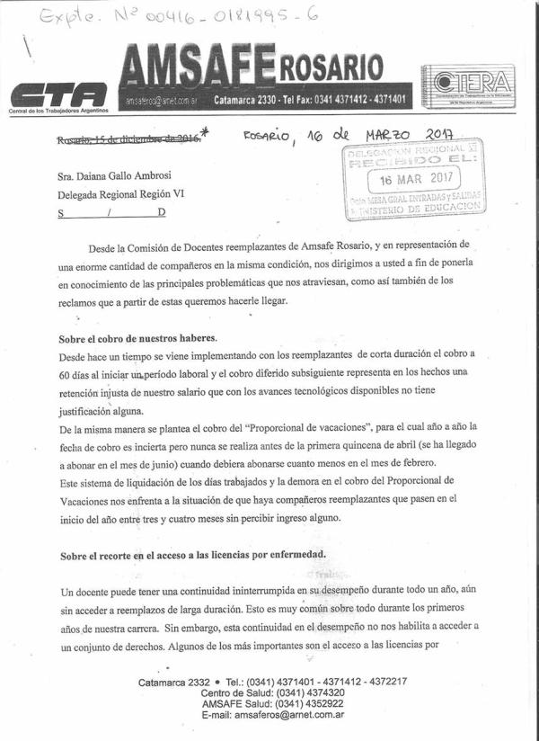 Reemplazantes: Metimos en el Ministerio de Educación la discusión de nuestro pliego.