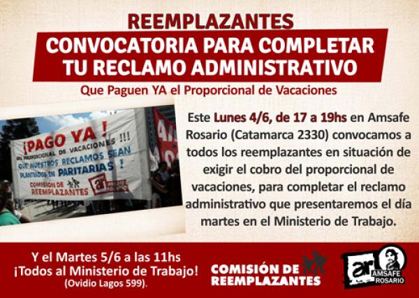 Reemplazantes: Convocatoria para completar tu reclamo administrativo.