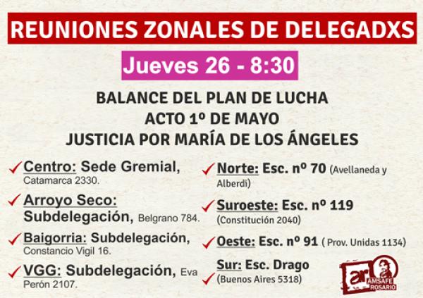 Reuniones zonales de delegadxs