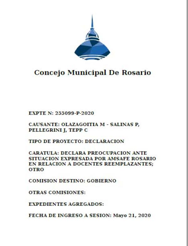 Declaración por la situación de lxs docentes Reemplazantes del Concejo Deliberante de Rosario