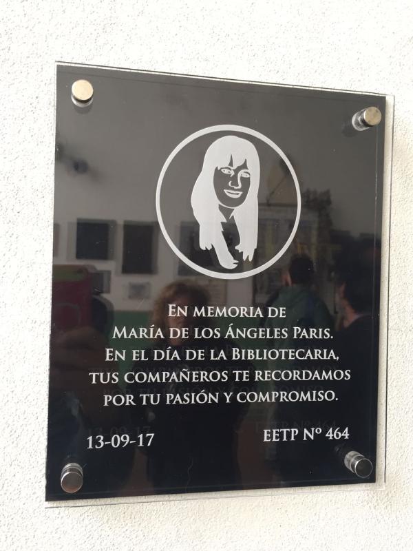 Homenaje a la compañera Docente Bibliotecaria María de los Ángeles Paris