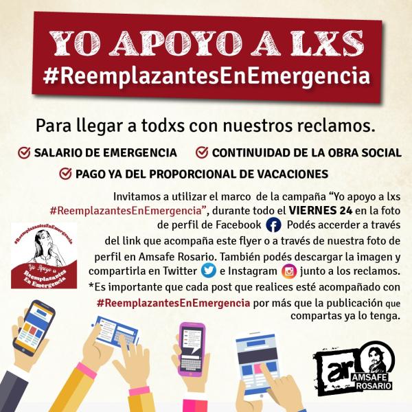 #ReemplazantesEnEmergencia: Este viernes 24 campaña en redes para llegar a todxs con nuestros reclamos. 