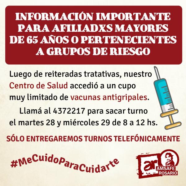 información importante para afiliadxs mayores de 65 años o pertenecientes a grupos de riesgo