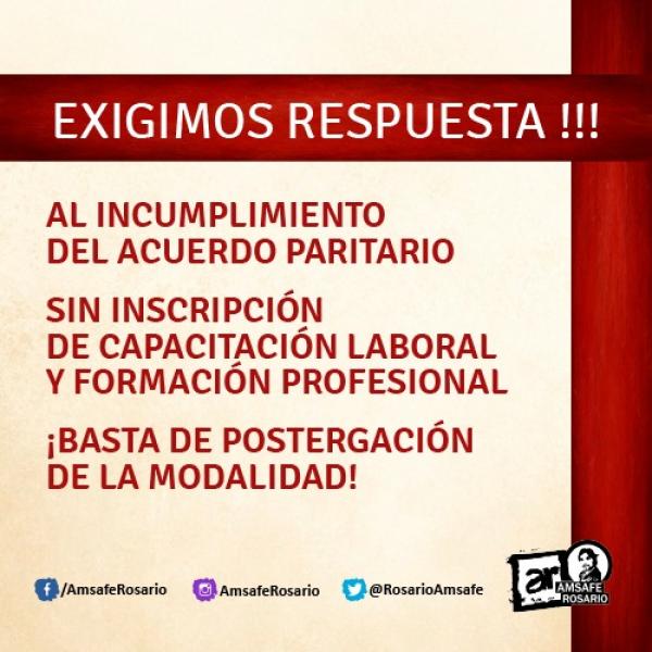 Exigimos respuesta al incumplimiento del acuerdo paritario, sin inscripción de capacitación laboral y formación profesional