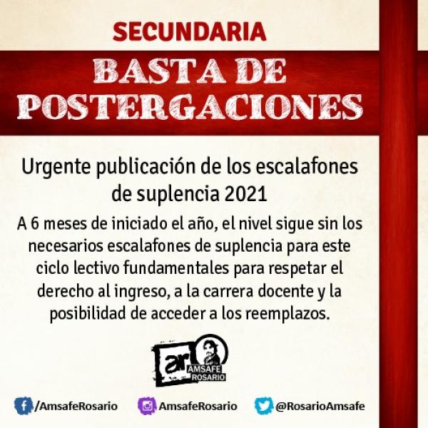 Secundaria: Basta de postergaciones