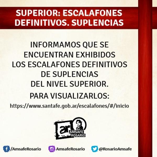 SUPERIOR: ESCALAFONES DEFINITIVOS. SUPLENCIAS