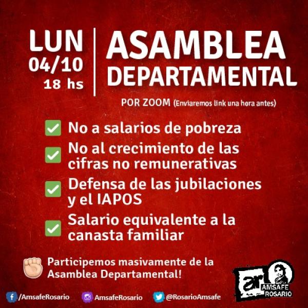 Asamblea departamental - Lunes 4 a las 18 hs