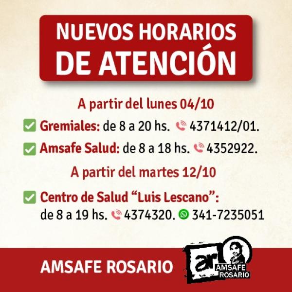 Nuevos horarios de Atención