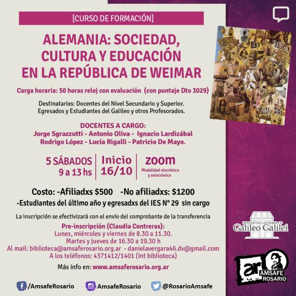 Curso de formación: Alemania: sociedad, cultura y educación en la República de Weimar