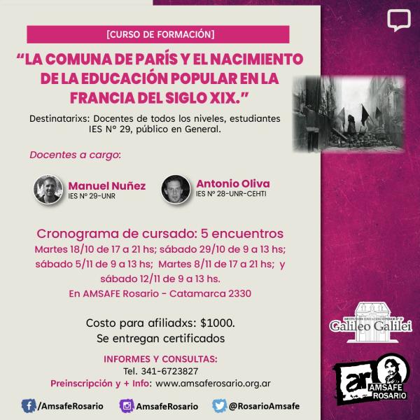 Curso: La Comuna de París y el nacimiento de la educación popular en la Francia del siglo XIX