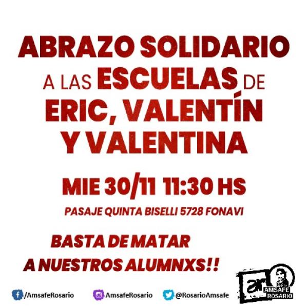 Abrazo Solidario a las Escuelas de Eric, Valentín y Valentina