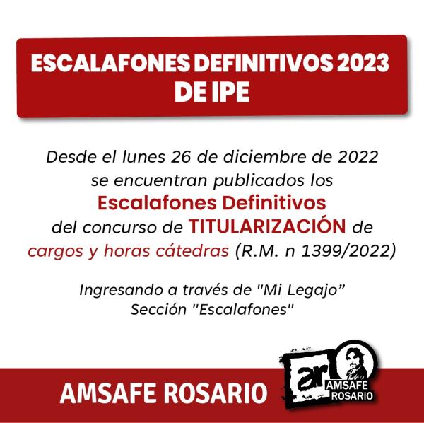 Escalafones definitivos 2023 de IPE