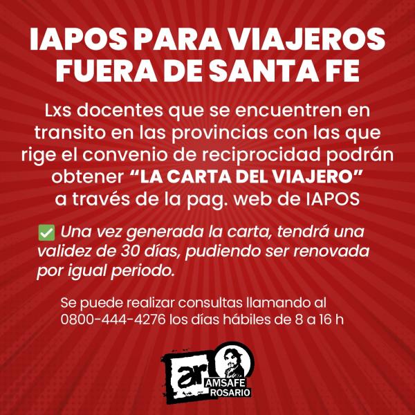 Información sobre IAPOS para viajar fuera de Santa Fe