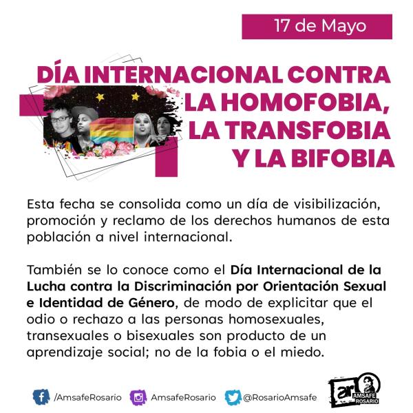 Día Internacional contra la Homofobia, la Transfobia y la Bifobia