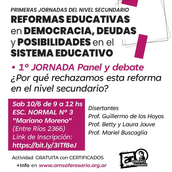 Primeras Jornadas del Nivel Secundario: Reformas educativas en democracia, deudas y posibilidades en el sistema educativo