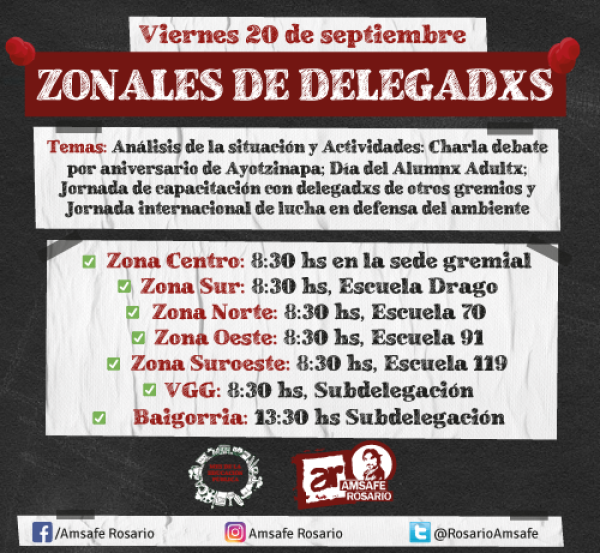 Reuniones zonales de delegadxs