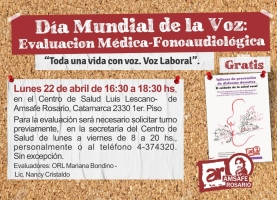 Día Mundial de la Voz: Evaluacion Médica-Fonoaudiológica Gratuita.