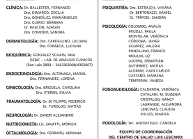 LISTADO DE ESPECIALIDADES Y PROFESIONALES