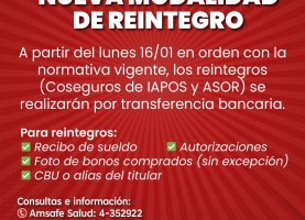 NUEVA MODALIDAD DE REINTEGRO