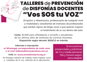 Talleres de prevención de disfonías docentes VOS SOS TU VOZ. Inscripción segundo semestre de 2023