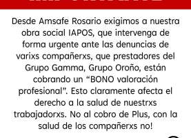  ¡No al cobro de Plus, con la salud de los compañerxs no!