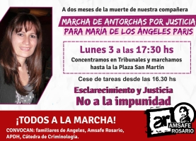 2º marcha de antorchas por justicia para María de los Ángeles Paris.
