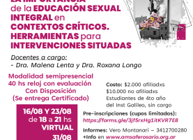 Curso: La importancia Educación Sexual Integral en contexto críticos. Herramientas para intervenciones situadas.