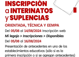 Secundaria: Inscripción a Interinatos y Suplencias Orientada, Técnica y EEMPA - Ciclo lectivo 2025