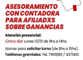 Asesoramiento con contadora para afiliadxs sobre ganancias