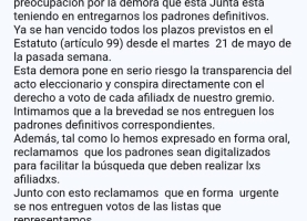 Fuerte preocupación por la transparencia en las elecciones del 18 de junio en AMSAFE