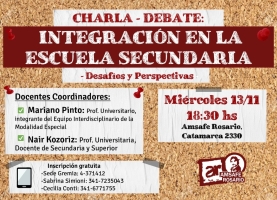 Charla - Debate: “Integración en la Escuela Secundaria”