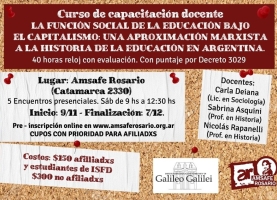 CAMBIO DE LUGAR Curso de capacitación docente: La función social de la educación bajo el capitalismo: una aproximación marxista a la historia de la educación en Argentina