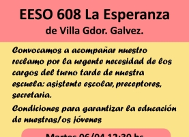 Abrazo solidario EESO 608 La Esperanza