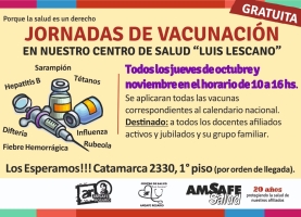 Jornadas de vacunación en nuestro centro de salud “Luis Lescano”.