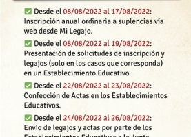 Cronograma de Inscripciones a Suplencias de Nivel Superior – Ciclo Lectivo 2023