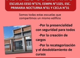 Abrazo Solidario Escuelas EESO N°574, EEMPA N°1325, ESC. Primaria Nocturna N°61 Y CECLA N°31 