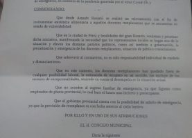 El concejo de Perez apoya en unanimidad el reclamo de reemplazantes