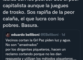 Repudiamos las declaraciones del diputado Espert contra Belliboni del polo obrero