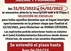 Titularización IPE – Etapa II – Horas Cátedras Nivel Inicial y Primario