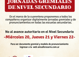 Jornadas gremiales y de pronunciamiento de las escuelas secundarias de la provincia de Santa Fe