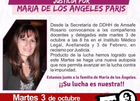 Reautopsia de María de los Ángeles Paris, un logro de la lucha. 