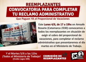 Reemplazantes: Convocatoria para completar tu reclamo administrativo.