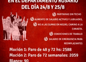 Importante votación en Rosario por la continuidad del plan de lucha